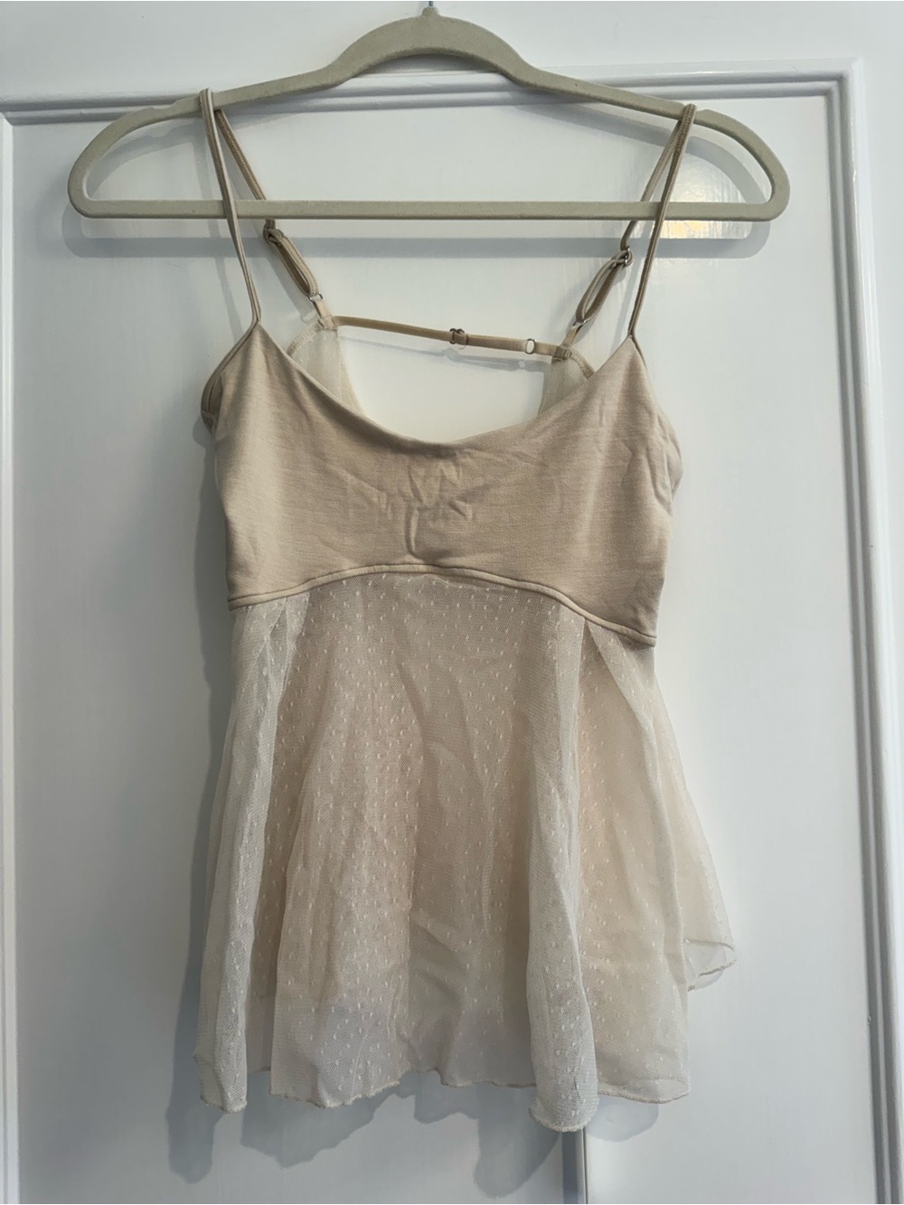 Joah Brown Ivory Sheer Dot Mesh Top